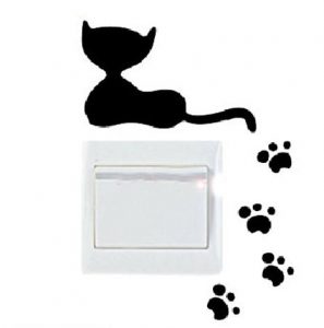 Vinilo decorativo pegatina pared interruptor, cristal, puerta, coche - gato con huellas
