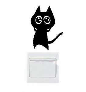 Vinilo decorativo pegatina pared interruptor, cristal, puerta, coche - gato