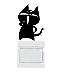Vinilo decorativo pegatina pared interruptor, cristal, puerta, coche - gato