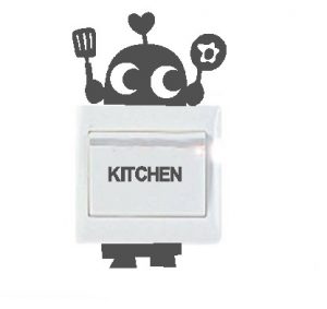 Vinilo decorativo pegatina pared interruptor, cristal, puerta, coche - robot