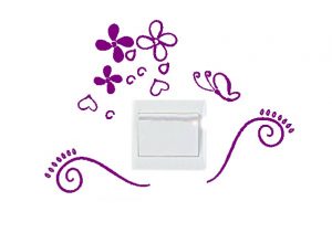 Vinilo decorativo pegatina pared interruptor, cristal, puerta, coche - flores