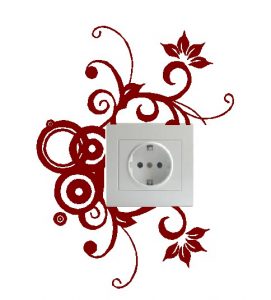 Vinilo decorativo pegatina pared interruptor, cristal, puerta, coche - flores