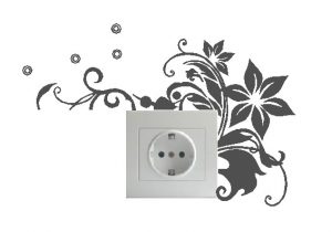Vinilo decorativo pegatina pared interruptor, cristal, puerta, coche - flores