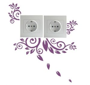 Vinilo decorativo pegatina pared interruptor, cristal, puerta, coche - flores