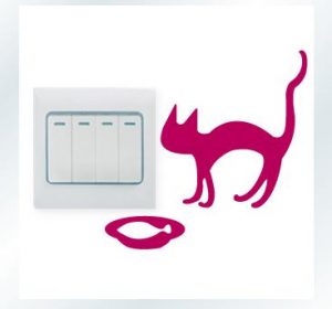 Vinilo decorativo pegatina pared interruptor, cristal, puerta, coche - gato