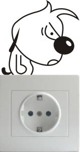 Vinilo decorativo pegatina pared interruptor, cristal, puerta, coche -perro