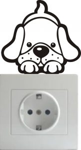 Vinilo decorativo pegatina pared interruptor, cristal, puerta, coche -perro