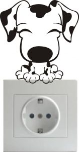 Vinilo decorativo pegatina pared interruptor, cristal, puerta, coche - perro