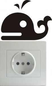 Vinilo decorativo pegatina pared interruptor, cristal, puerta, coche - ballena