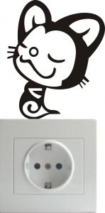 Vinilo decorativo pegatina pared interruptor, cristal, puerta, coche - gato