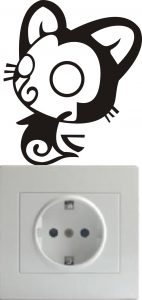 Vinilo decorativo pegatina pared interruptor, cristal, puerta, coche - gato