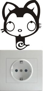 Vinilo decorativo pegatina pared interruptor, cristal, puerta, coche - gato