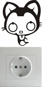 Vinilo decorativo pegatina pared interruptor, cristal, puerta, coche - gato