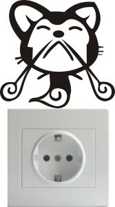 Vinilo decorativo pegatina pared interruptor, cristal, puerta, coche - gato