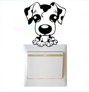 Vinilo decorativo pegatina pared interruptor, cristal, puerta, coche - perro
