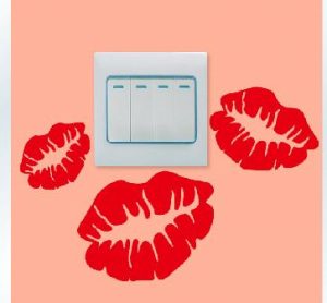 Vinilo decorativo pegatina pared interruptor, cristal, puerta, coche -labios y besos