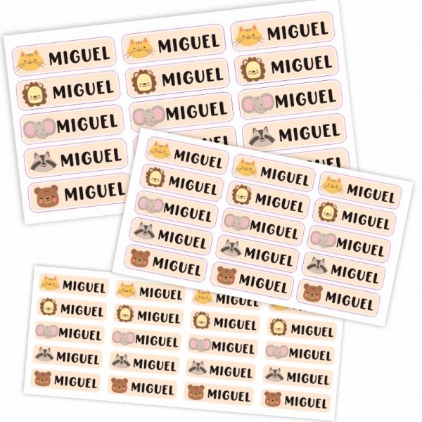 Etiquetas Adhesivas Personalizadas Pegatinas escolares con nombre para marcar objetos. Adhesivos resistentes al agua para colegio y guardería