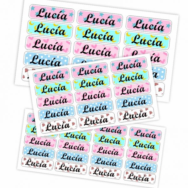 Etiquetas Adhesivas Personalizadas Pegatinas escolares con nombre para marcar objetos. Adhesivos resistentes al agua para colegio y guardería