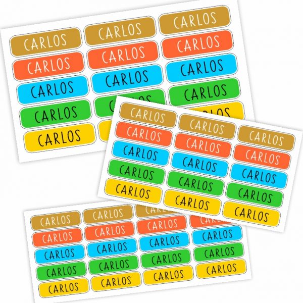 Etiquetas Adhesivas Personalizadas Pegatinas escolares con nombre para marcar objetos. Adhesivos resistentes al agua para colegio y guardería