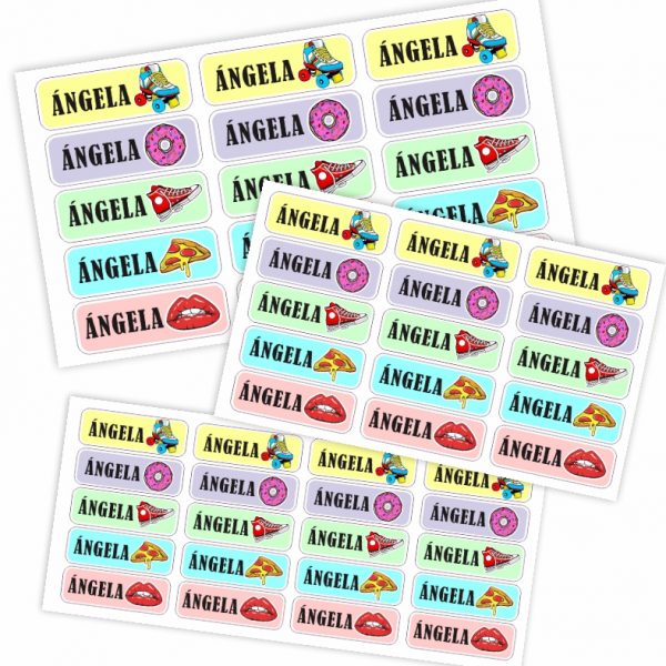 Etiquetas Adhesivas Personalizadas Pegatinas escolares con nombre para marcar objetos. Adhesivos resistentes al agua para colegio y guardería