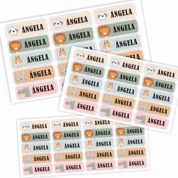 Etiquetas Adhesivas Personalizadas Pegatinas escolares con nombre para marcar objetos. Adhesivos resistentes al agua para colegio y guardería