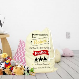 Saco para regalos de Reyes Magos, personalizado con tu nombre