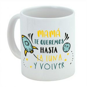 Taza de cerámica regalo para mamá, mamá te queremos hasta la luna y vuelta