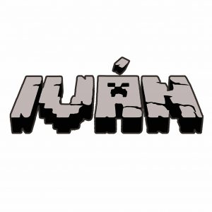 Pegatina texto o nombre personalizado con letras Minecraft