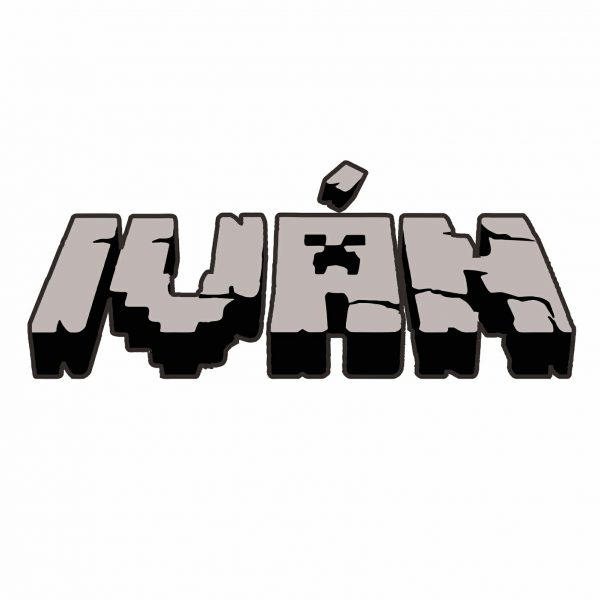 Pegatina texto o nombre personalizado con letras Minecraft