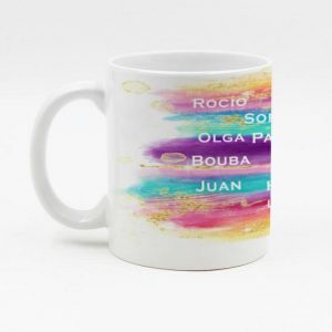 Taza de cerámica regalo para profe, regalo fin de curso, personalizada con nombres de los alumnos