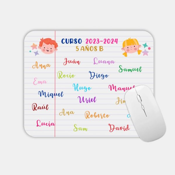 Alfombrilla de ratón para profe, regalo fin de curso, personalizado con nombres