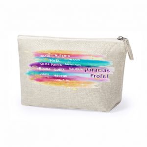 Neceser / estuche regalo para profe, fin de curso, personalizado con el nombre de la profe y alumnos