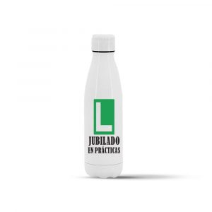 Botella termo de acero inoxidable regalo para jubilación, Jubilado en prácticas