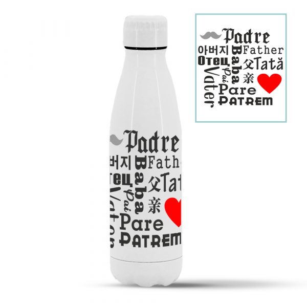Botella termo de acero inoxidable regalo para papá, padre diferentes idomas