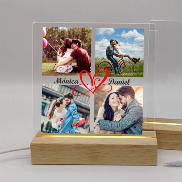 Lámpara LED de Metacrilato Personalizada, para enamorados personalizada