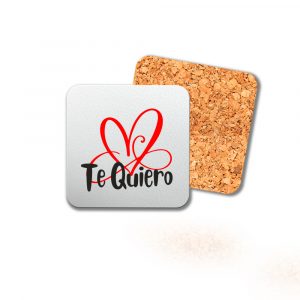 Posavasos de madera cuadrado, San Valentín, te quiero