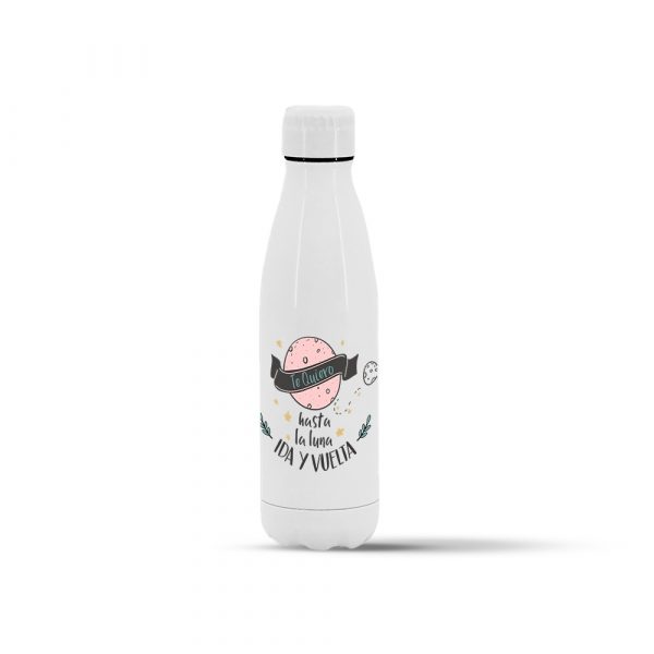 Botella termo de acero inoxidable, San Valentín, hasta la luna ida y vuelta
