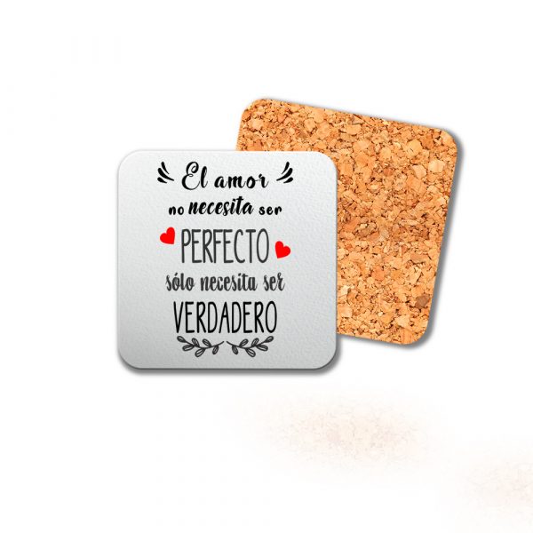Posavasos de madera cuadrado, San Valentín, amor verdadero