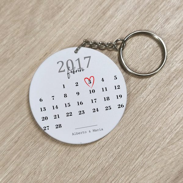 Llavero plástico duro redondo personalizado, San Valentín, Calendario Aniversario - Imagen 2
