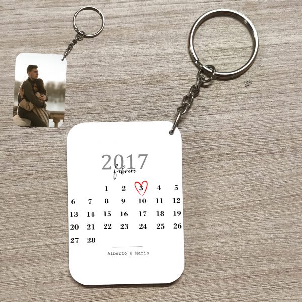 Llavero plástico duro personalizado, San Valentín, Calendario Aniversario