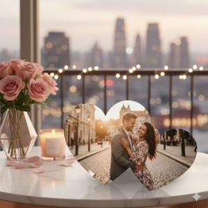 Panel de madera personalizado, forma 2 corazones