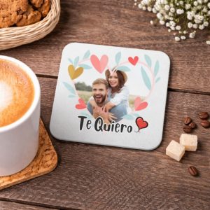 Posavasos de madera cuadrado personalizado, San Valentín