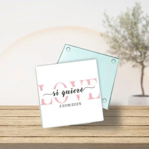 Posavasos de cristal personalizado, aniversario, sí quiero