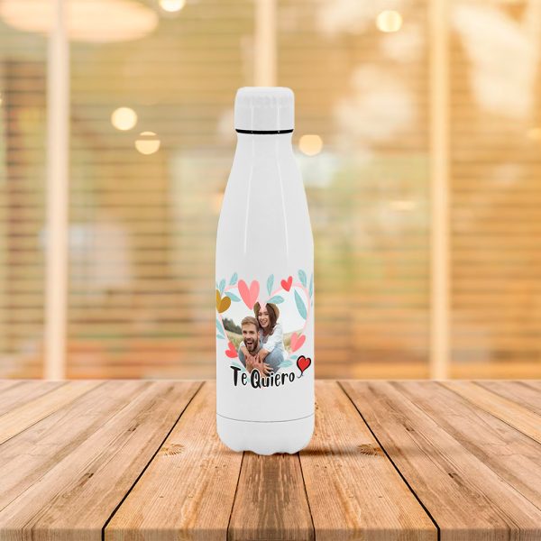 Botella termo de acero inoxidable, Te quiero foto personalizable