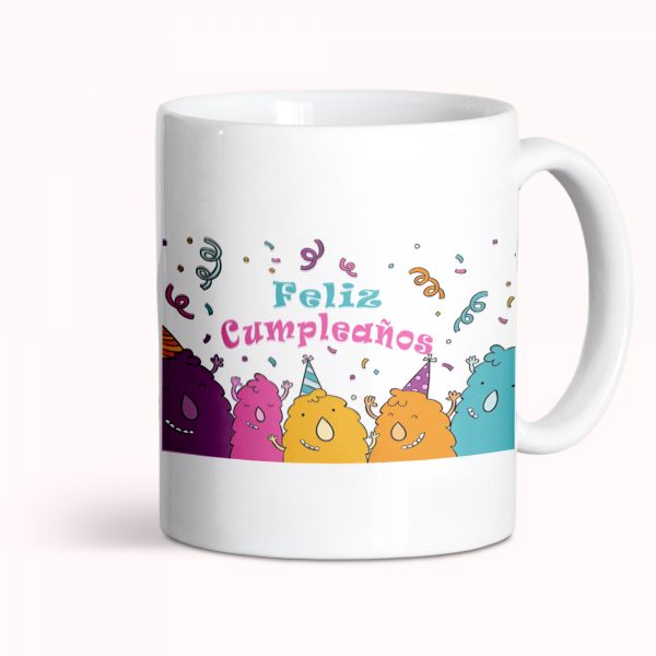 Taza de cerámica, cumpleaños, Feliz Cumpleaños monstruos