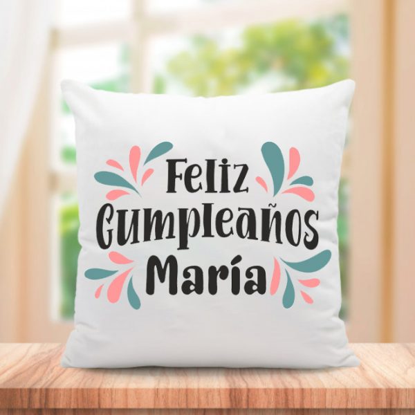 Cojín personalizado, cumpleaños, Feliz cumpleaños con nombre