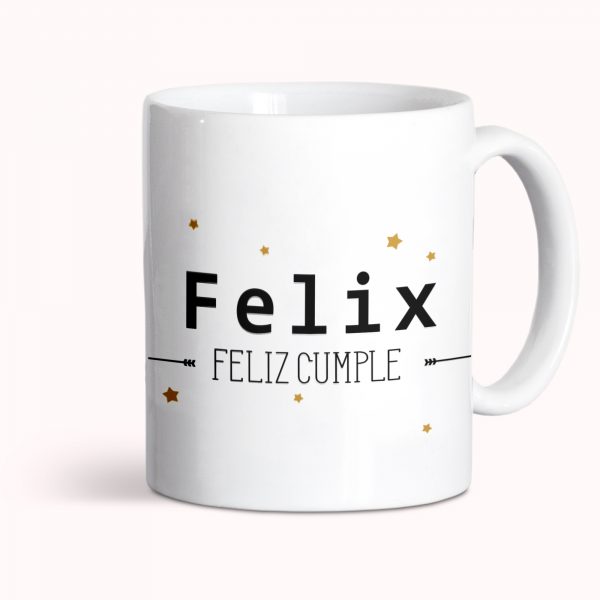 Taza de cerámica personalizada, cumpleaños, Feliz cumple estrellas