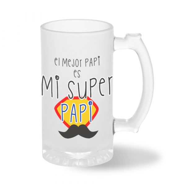 Jarra de cerveza de cristal, mi super papi