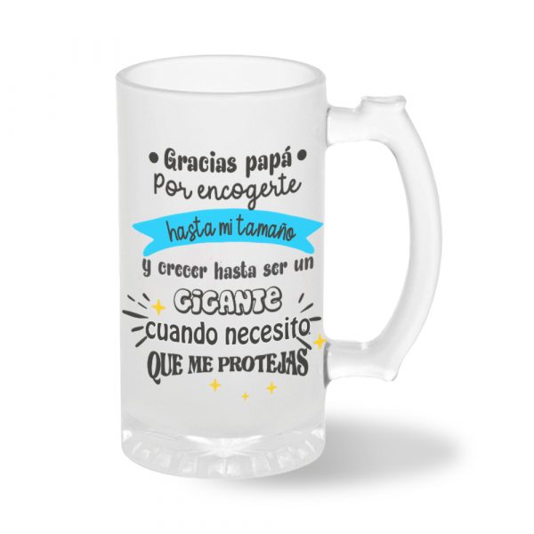Jarra de cerveza de cristal, gracias papá