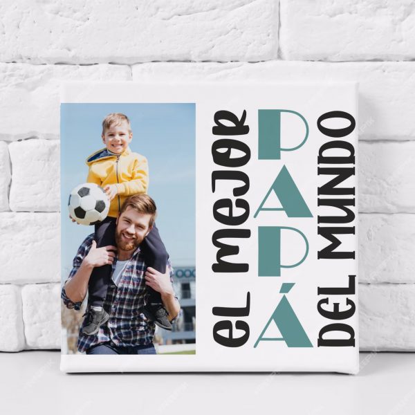 Foto Lienzo cuadrado, personalizado, el mejor papá del mundo